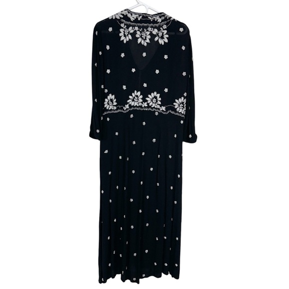 Free People Embroidered Black And White Fable Midi Dress - Picture 5 of 12